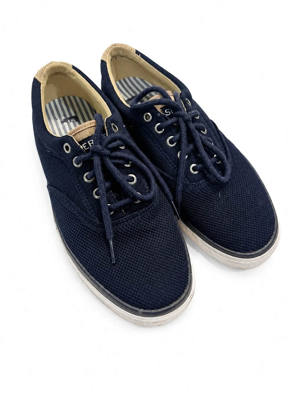 Sperry Top-Sider Men’s 10.5M Navy Canvas Lace-Up Sneakers Casual Shoes